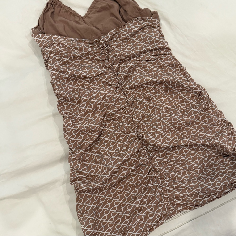 Print Ruched Halter Mini Dress - Picture 4 of 4